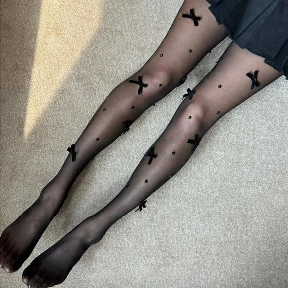 Black bow tights - Picture 2 of 3